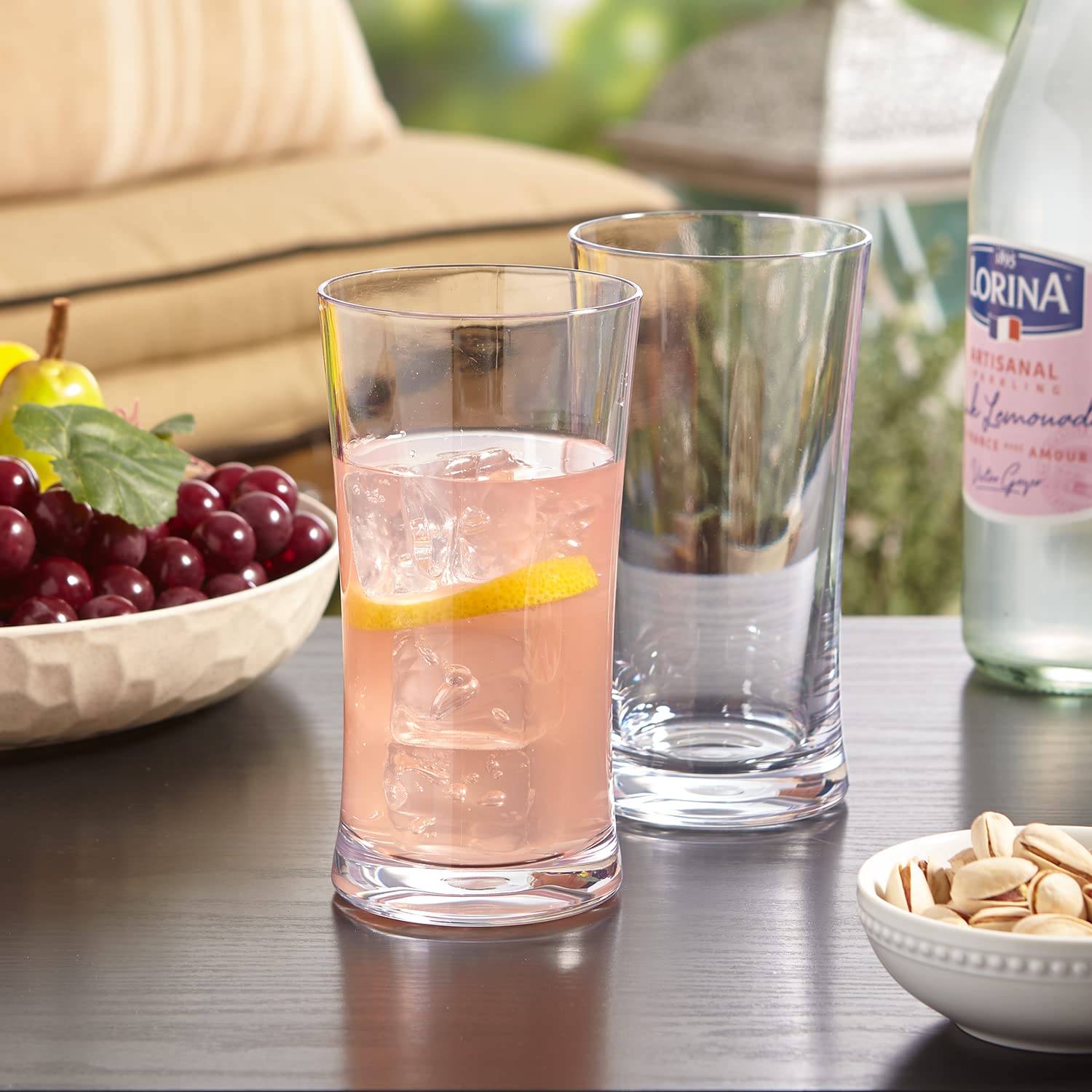 US Acrylic Emme 17 ounce Unbreakable Tritan Water Tumblers in Clear | Set of 4 Drinking Cups | Reusable, BPA-free, Made in the USA, Top-rack Dishwasher Safe