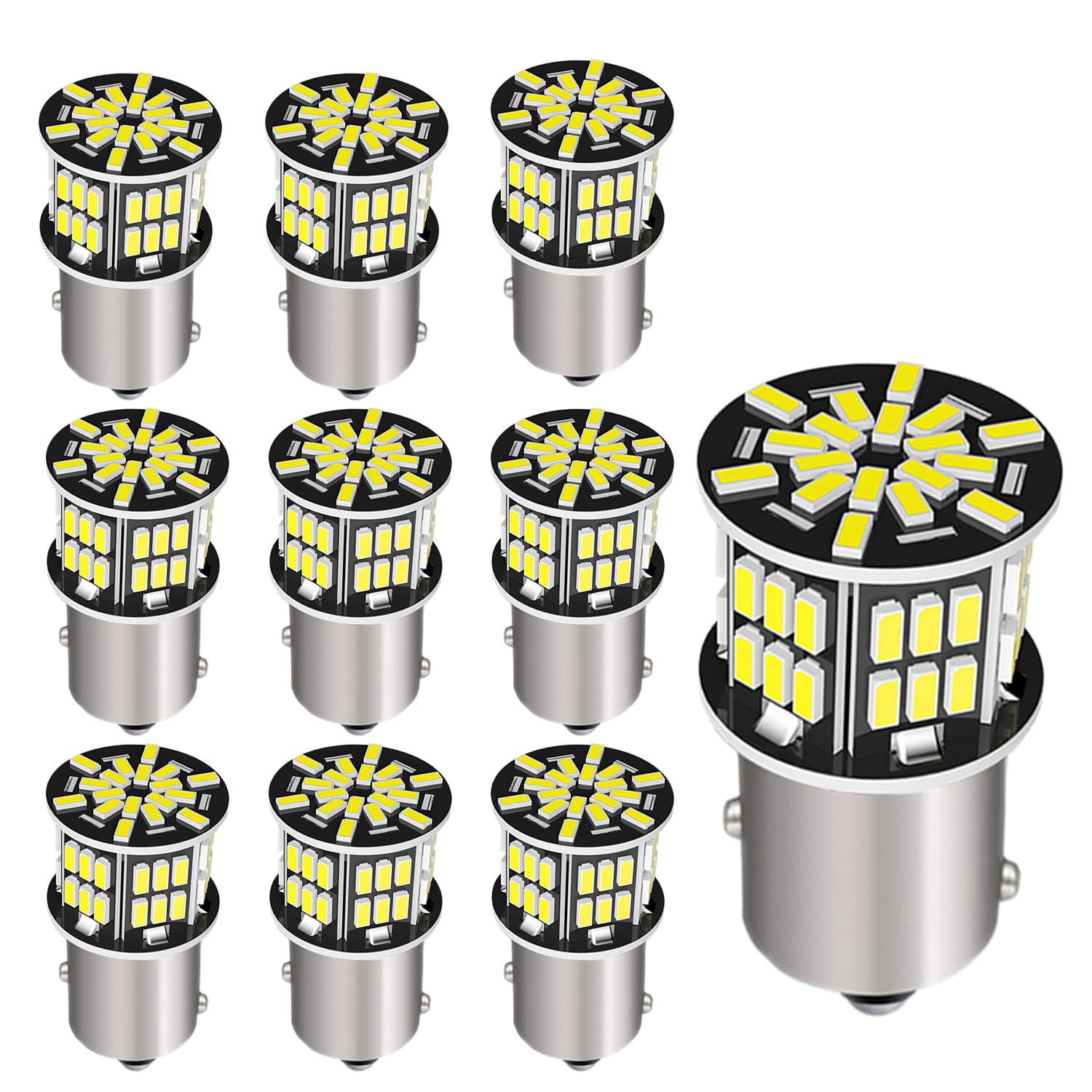 Autart S25 シングル球 12V-24V 超高輝度 LEDバルブ 3014SMD 汎用 6000-6500K 車用トラック用品 サイドマーカー ウインカー バックランプ ポジション LED ライト 10個セット