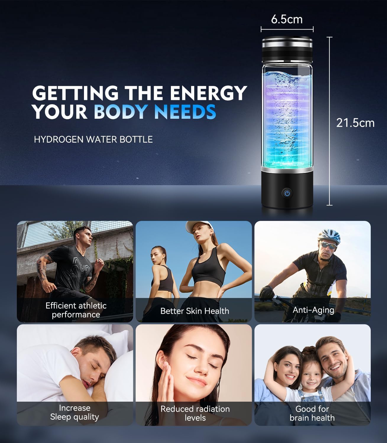 4.0 Upgrade Hydrogen Water Bottle & Hydrogen Absorption 【SGS Certification - 4000PPB】【NO.1-100% Odorless】 Hydrogen Water Bottle - 2025 SPE PEM Technique, Hydrogen Can be Produced from Mineral Water - Image 5