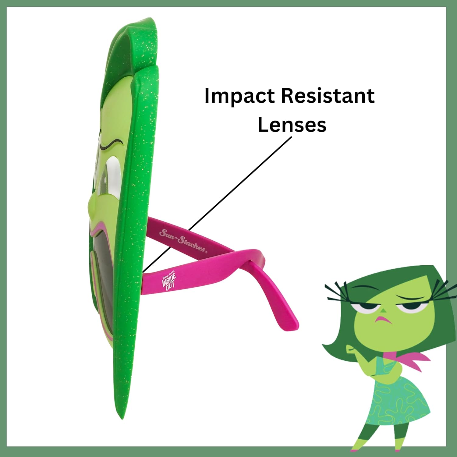 Sun-Staches Inside Out Official Disgust Sunglasses | Disney Pixar Costume Accessory | UV400 | One Size Fits Most - Image 3