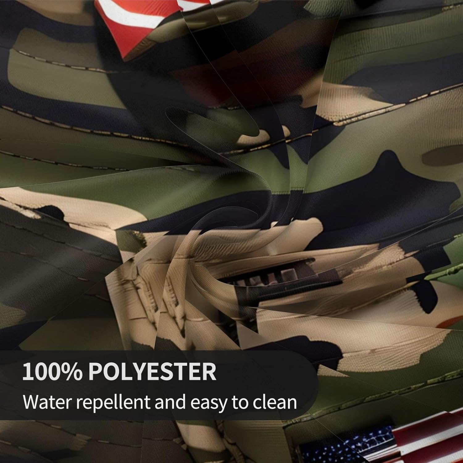 Camo American Flags Print Wrinkle Free Dining Table Cover for Birthday Party Farmhouse Tablecloths Up to 60 x 60 Inches