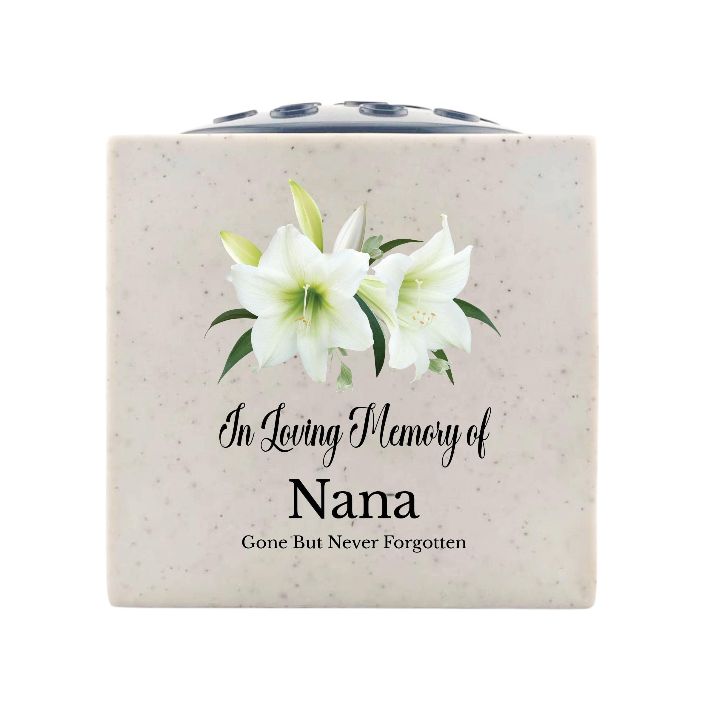 In Loving Memory Of Memorial Rose Bowl Grave Marker Flower Pot Vase With Lily Design (UV PRINTED) (Nana)