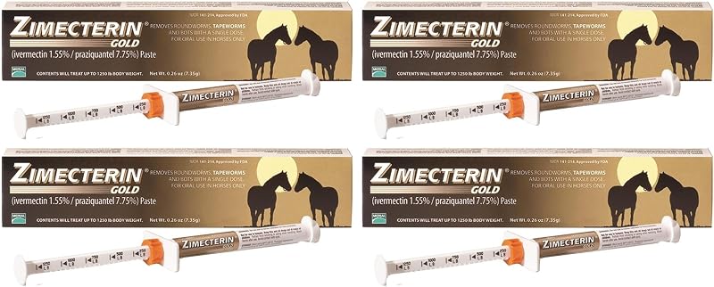 Merial Zimecterin Gold Dewormer Paste for Horses, 7.35gm (Packaging May Vary) (Pack of 4)