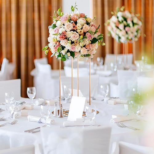 Miniatura 2 de 2 piezas de jarrones dorados de 23.6 pulgadas  23.6 in de mesa de boda para mesas, centros de mesa de flores de columna de metal con paneles