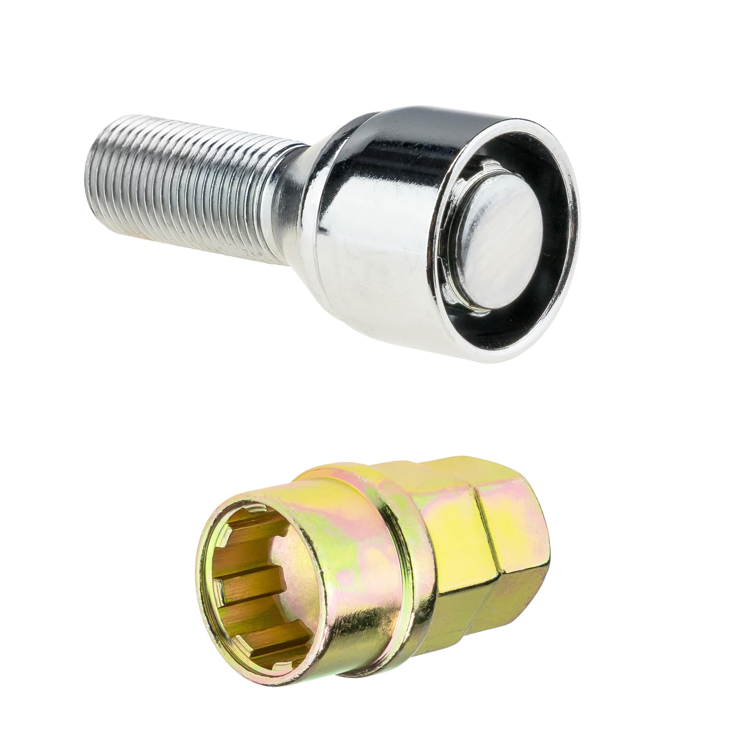 Lot de 4 Boulons Antivol M14x1,25 avec Clé pour Jantes Aluminium et Acier