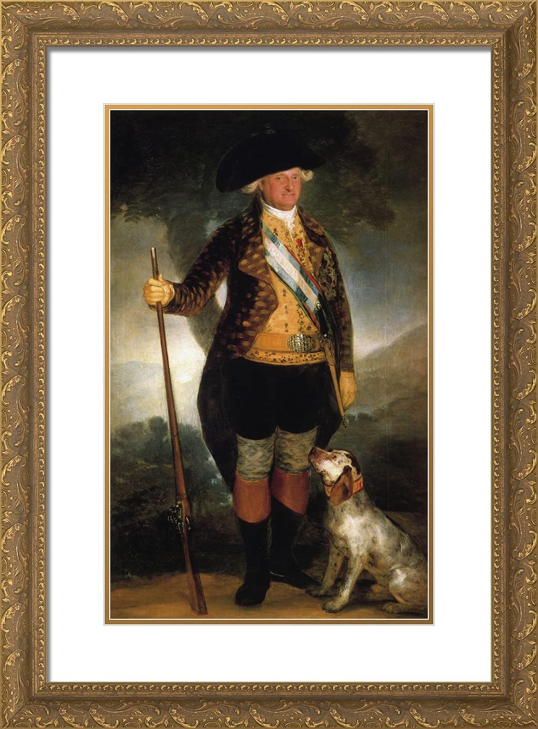 ArtDirect Goya, Francisco 18x24 Gold Ornate Framed Art Print with Double Matting Titled: King Carlos IV in Hunting Costume