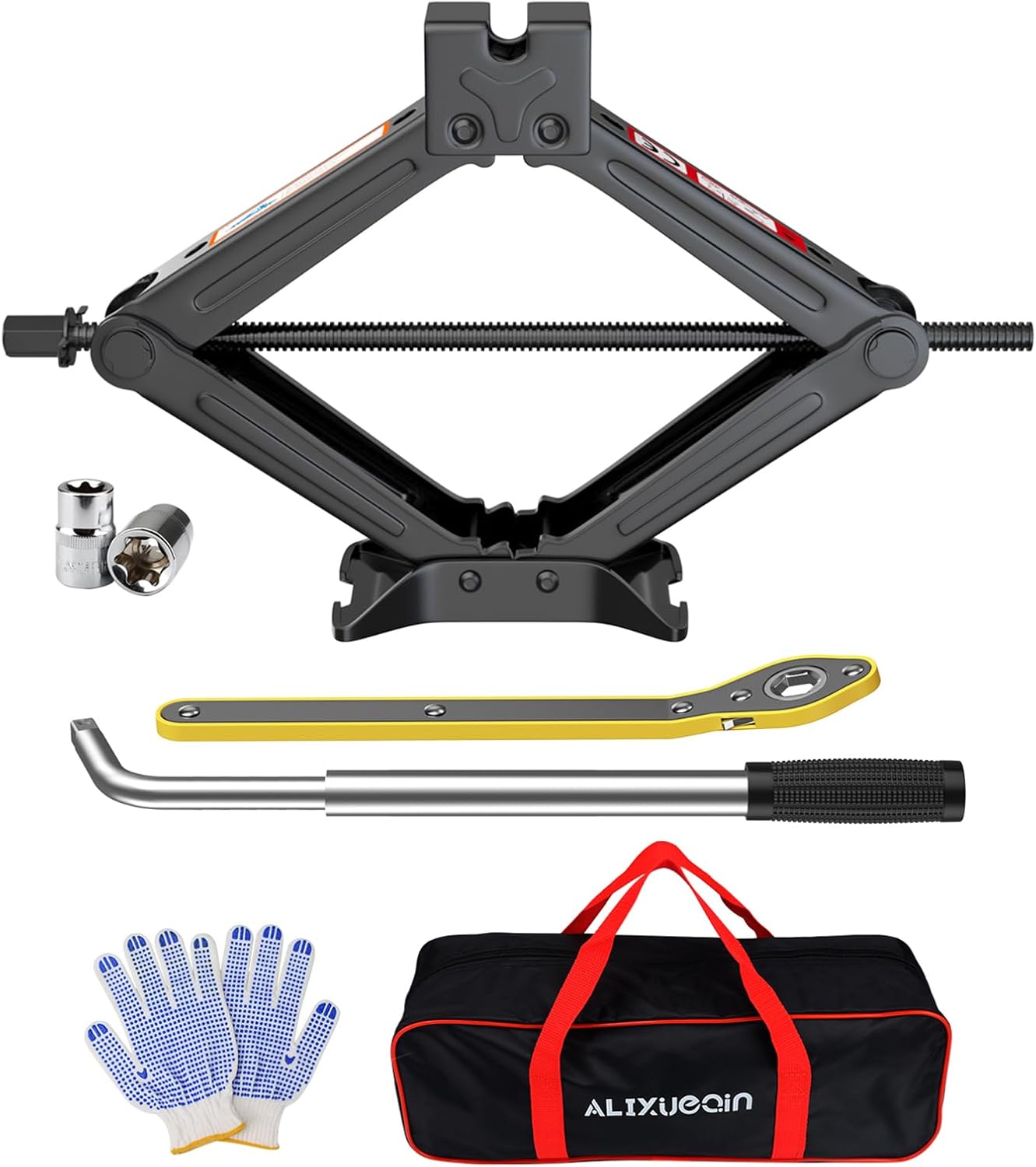 Scissor Jack for Car, 2 Ton with Complete Tire Changing Kit