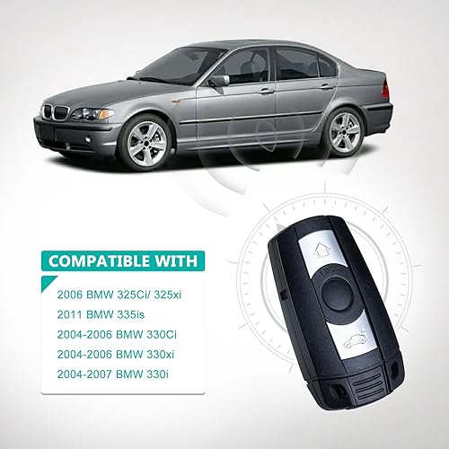 Miniatura 3 de (2) Repuesto para BMW 328i xDrive 328xi 2007 2008 2009 2010 2011 llavero remoto sin llave 315MHz FCCIDKR55WK49127, KR55WK49123 por AUTO KEY MAX (2)
