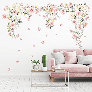 14 Bedroom Wall Ideas That Transform the Entire Room 49 Flower Wall Decals Hanging Vine Flower Wall Stickers Pink Rose Wall Deco...