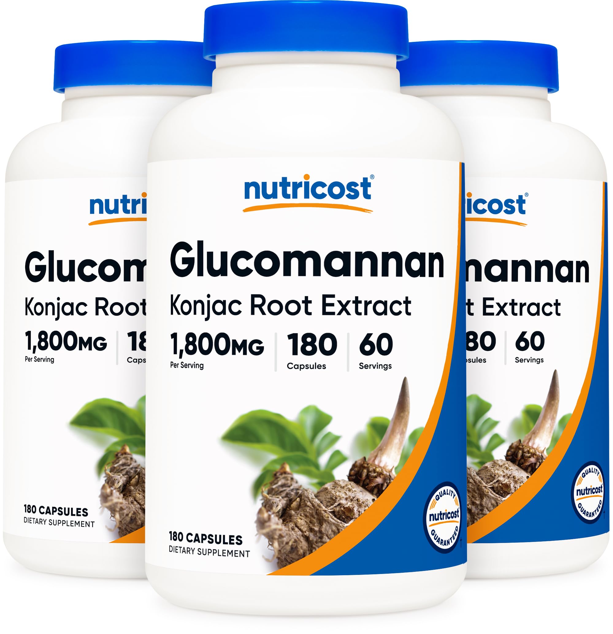 Glucomannan 1,800mg Per Serving, 180 Capsules (3 Bottles)