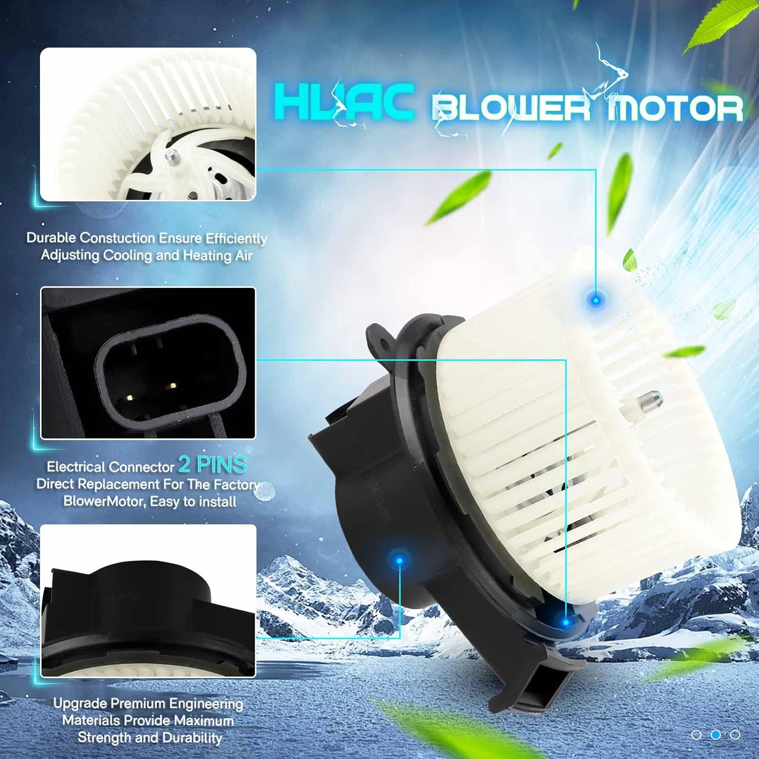 Front HVAC Heater Blower Motor Fan Assembly 22810567 700236 Fits for Chevrolet Silverado 1500/2500 HD/ 3500 HD/Traverse, GMC Acadia/Sierra 1500, 2008-2012 Buick Enclave, 2007-2010 Saturn Outlook