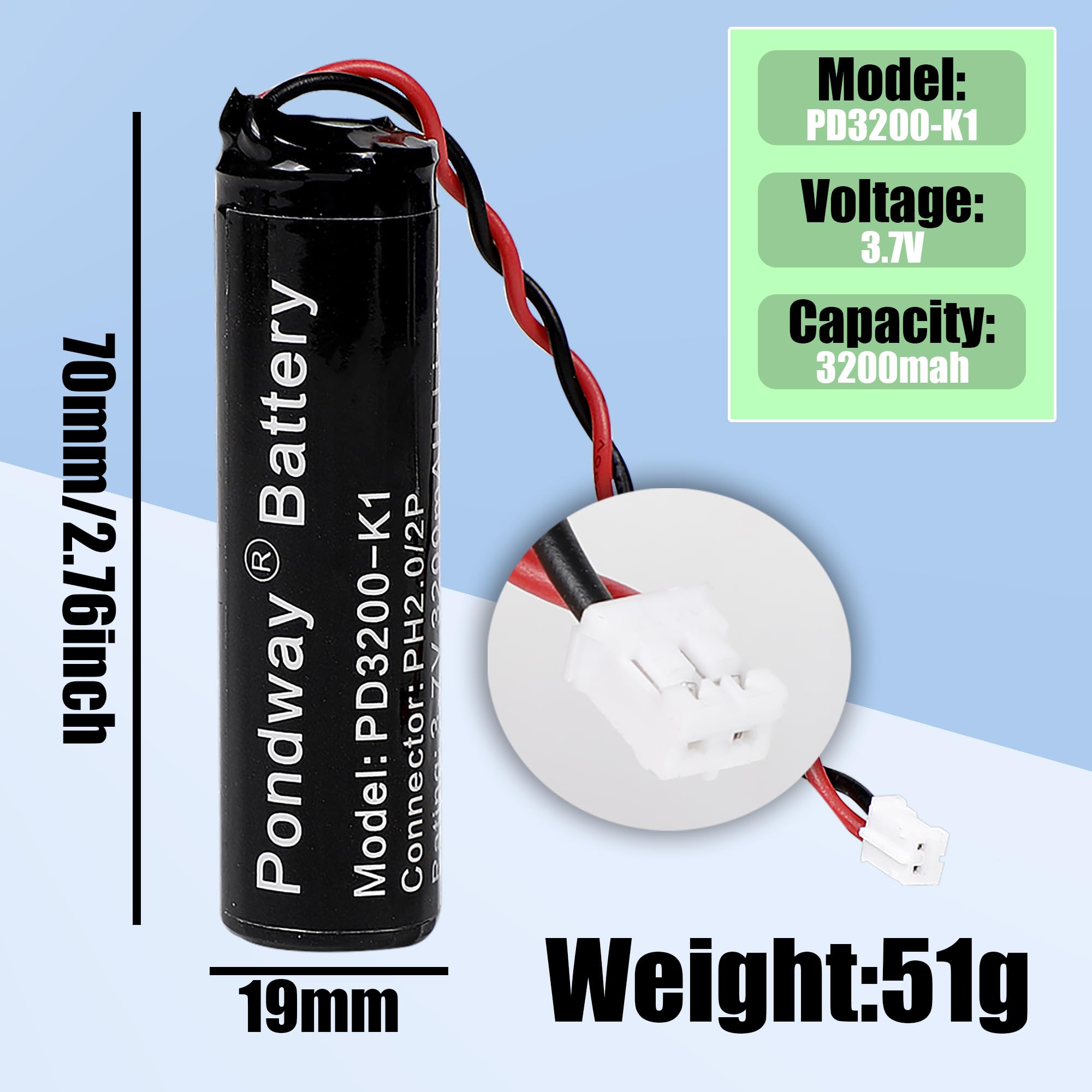 3200mAh 3.7V Batterie pour Amplificateur Kamera Alarmsystem électroniques | DIY appareils Bluetooth Lautsprecher Lithium-ion Batterie avec Prise PH2.0 2Pin connecteur