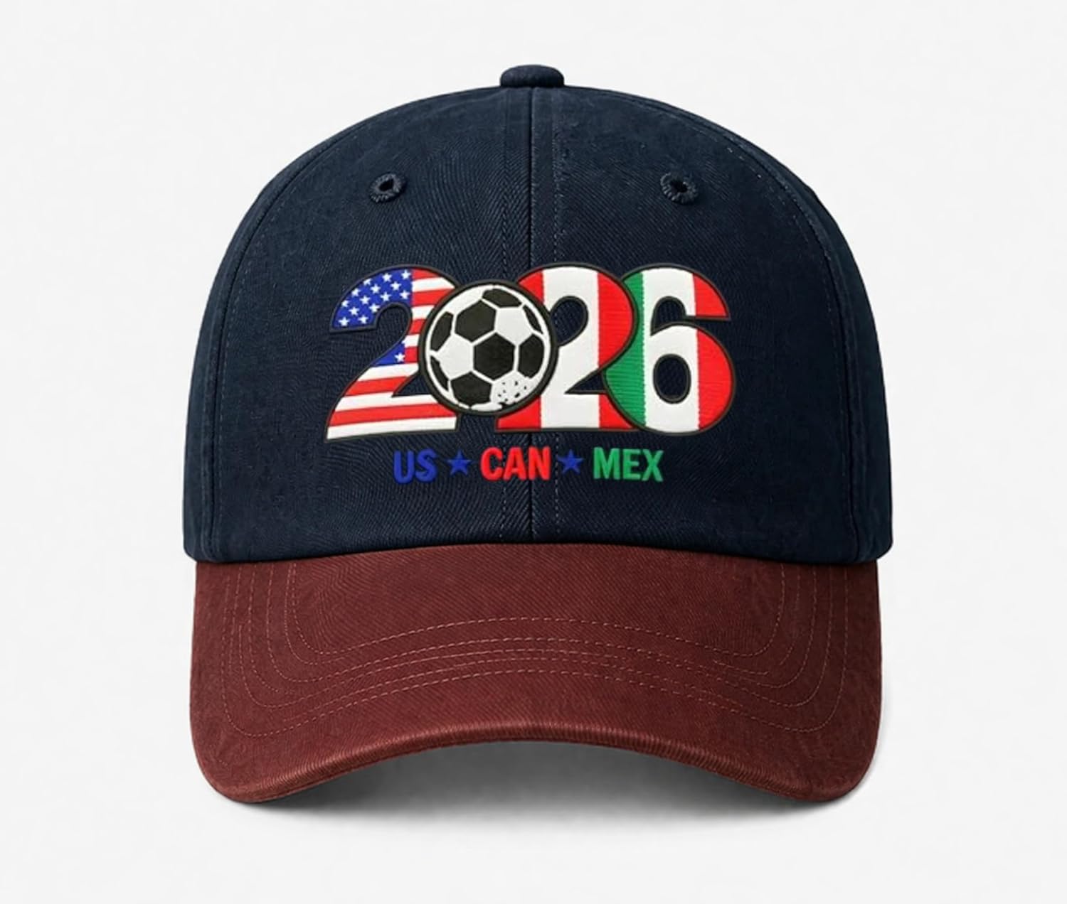 2026 World Soccer Championshion Cap - USA, CAN, MEX Host Countries Embroidered Baseball Hat, Soccer Gifts for Sport Fans, Breathable Cotton Sports Hat for Sport Fans & World Tournament Supporters