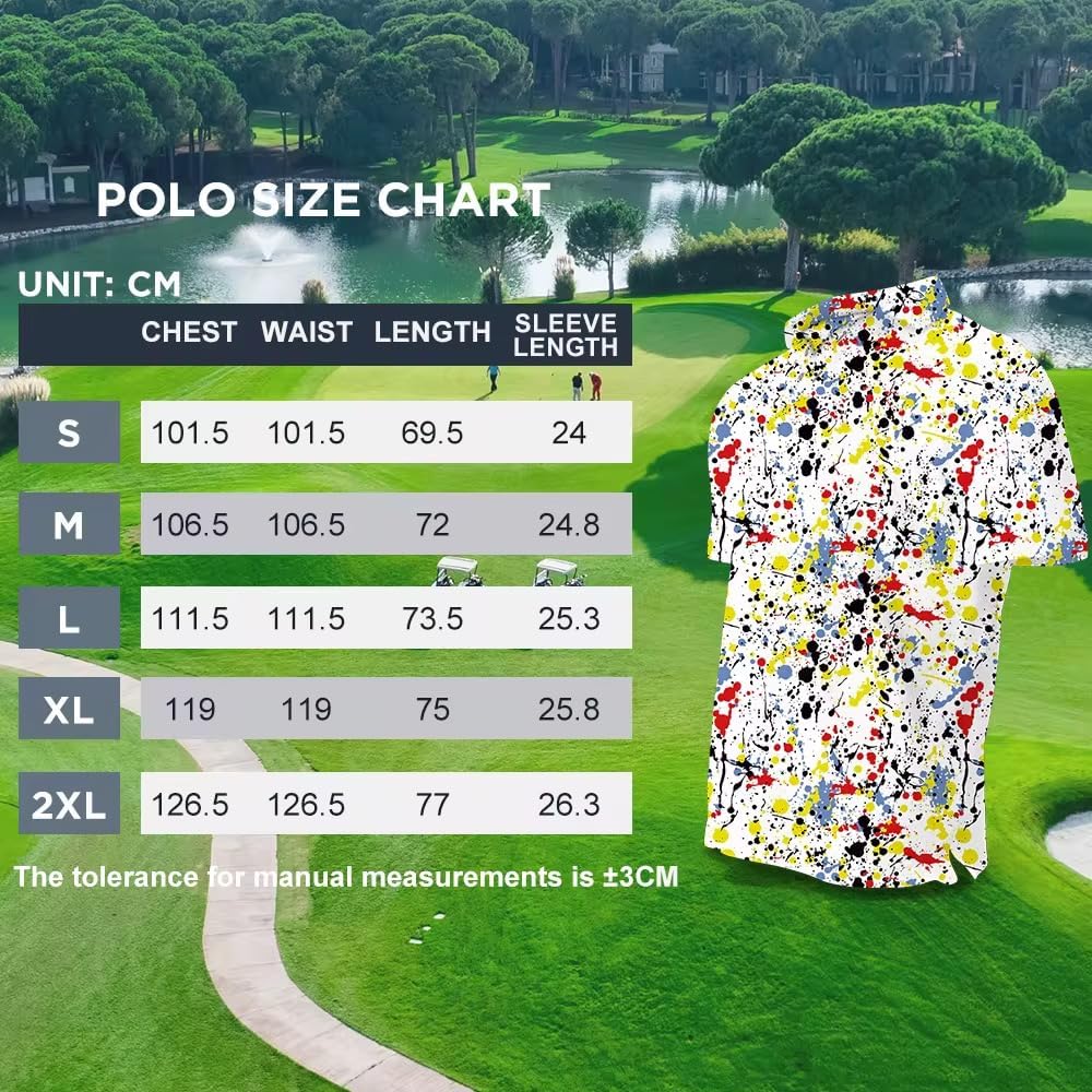 Mens Golf Polo Shirts Short Sleeve Performance 4 Way Stretch Quick Dry UPF 50 - Image 4