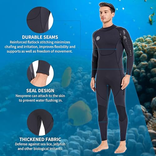 Miniatura 5 de Traje de neopreno para hombre, traje de neopreno  BEEK de 0.118in, equipo de buceo térmico con cremallera trasera, traje de baño ultra elástico, de