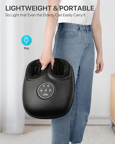 Miniatura 8 de ALLJOY Masajeador de pies con calor, rodamiento, compresión y temporizador, masajeador shiatsu de amasamiento profundo, masajeador eléctrico de pies