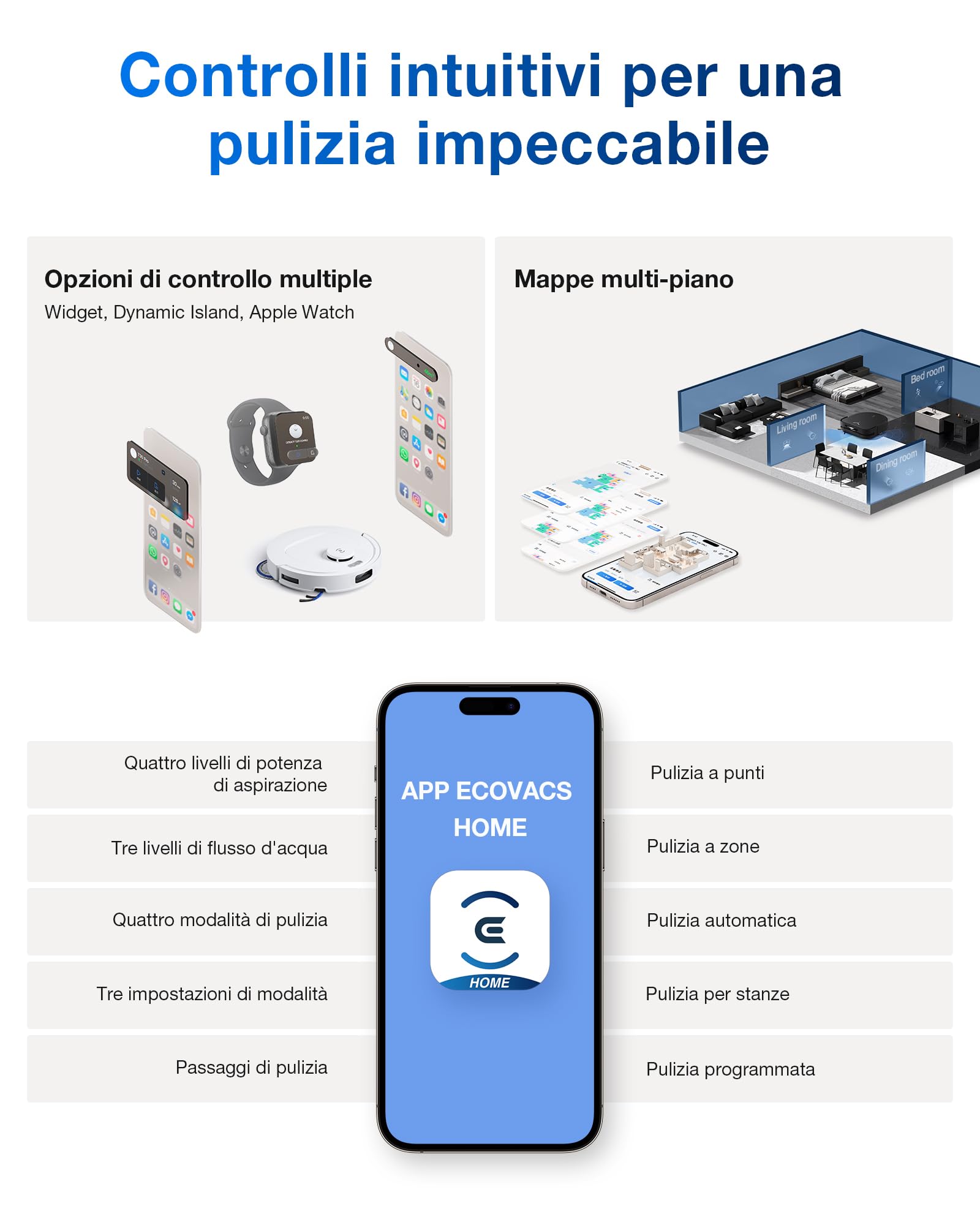 ECOVACS DEEBOT T30C OMNI GEN2 Robot Aspirapolvere e Lavapavimenti, 25.000 Pa, ZeroTangle 3.0, TruEdge 2.0, TrueMapping 2.0, Lavaggio dei panni con acqua calda a 75°C, Stazione OMNI All-in-One, Bianco