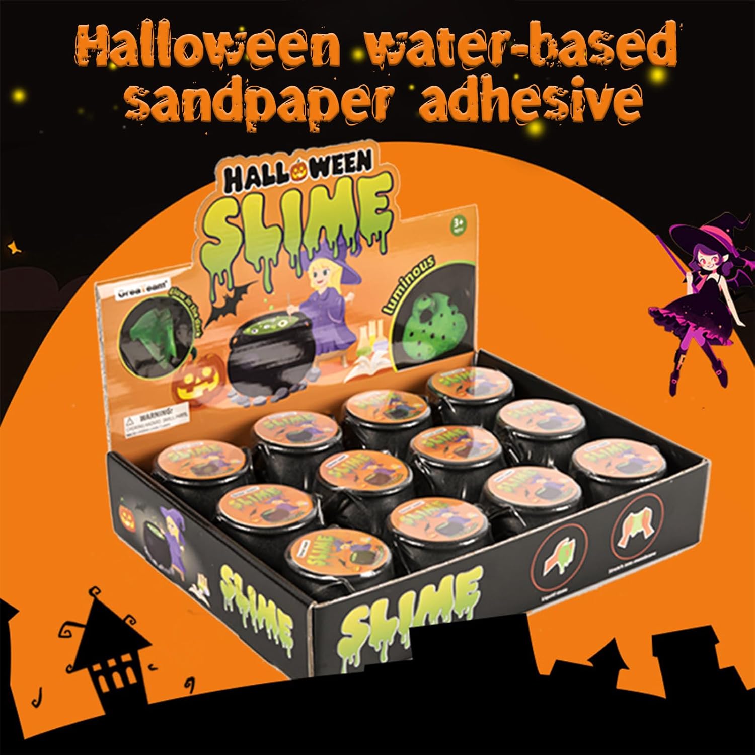 12 Pcs Christmas Slime Kit Squishy Sensory, 2025 New Witch Canned Glow in The Dark Sticky Slime, Christmas Party Gifts Slime for Adults