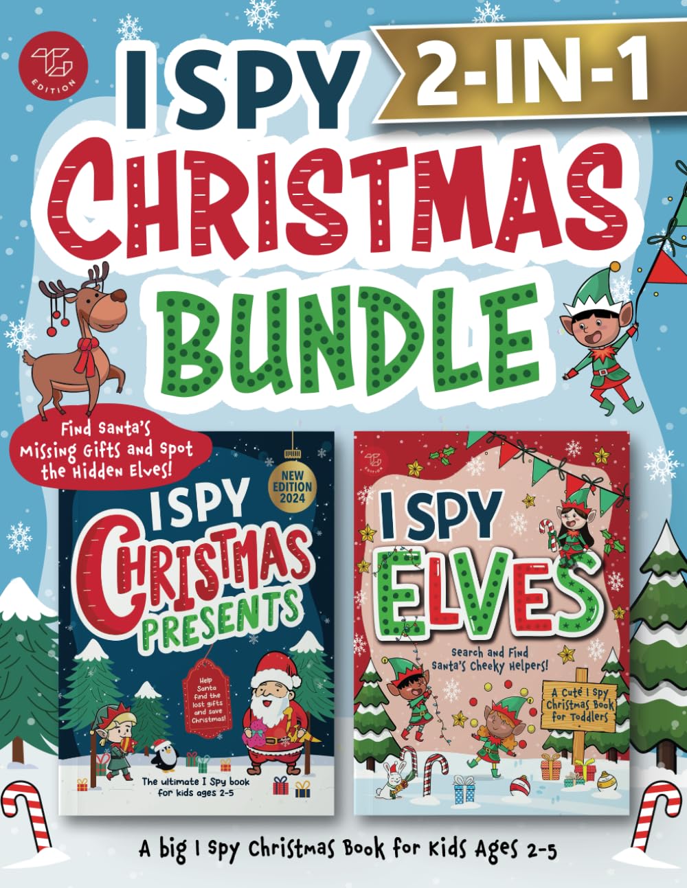 I Spy 2-in-1 Christmas Bundle: Find Santa's Missing Gifts and Spot the Hidden Elves! A Big I Spy Christmas Book for Kids Ages 2-5 (I Spy Books for Toddlers)