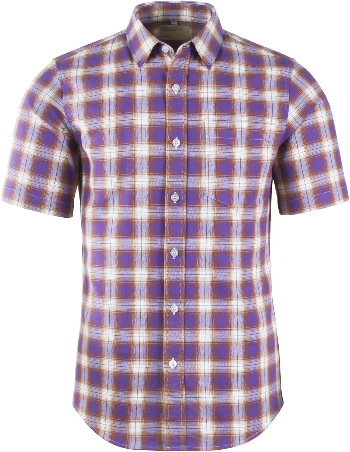 Mens Short Sleeve Casual Plaid Button Down Shirts Work Slim Fit Western Dress Shirt for Men