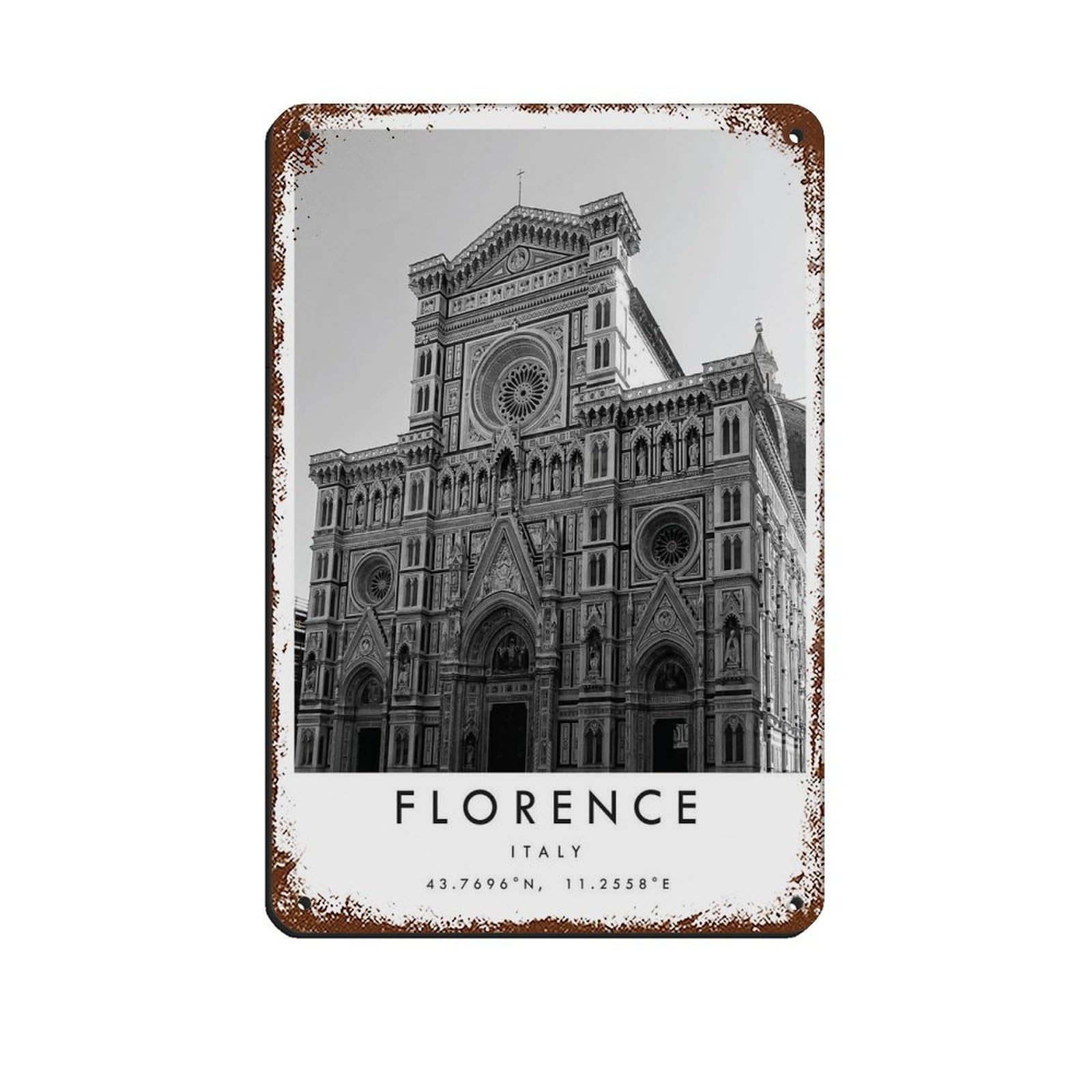 Florence Travel, Italy Poster Poster Tin Sign Vintage Metal Pub Club Cafe Bar Home Wall Art Decoration Poster Retro 8x12inch(20x30cm)