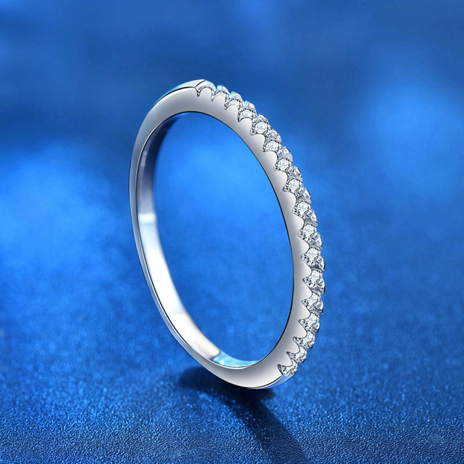 0.5ct Bianco Rotonda Diamante Coltivato da Laboratorio Anello Platino Donna 14Kt Anelli Matrimonio Argento