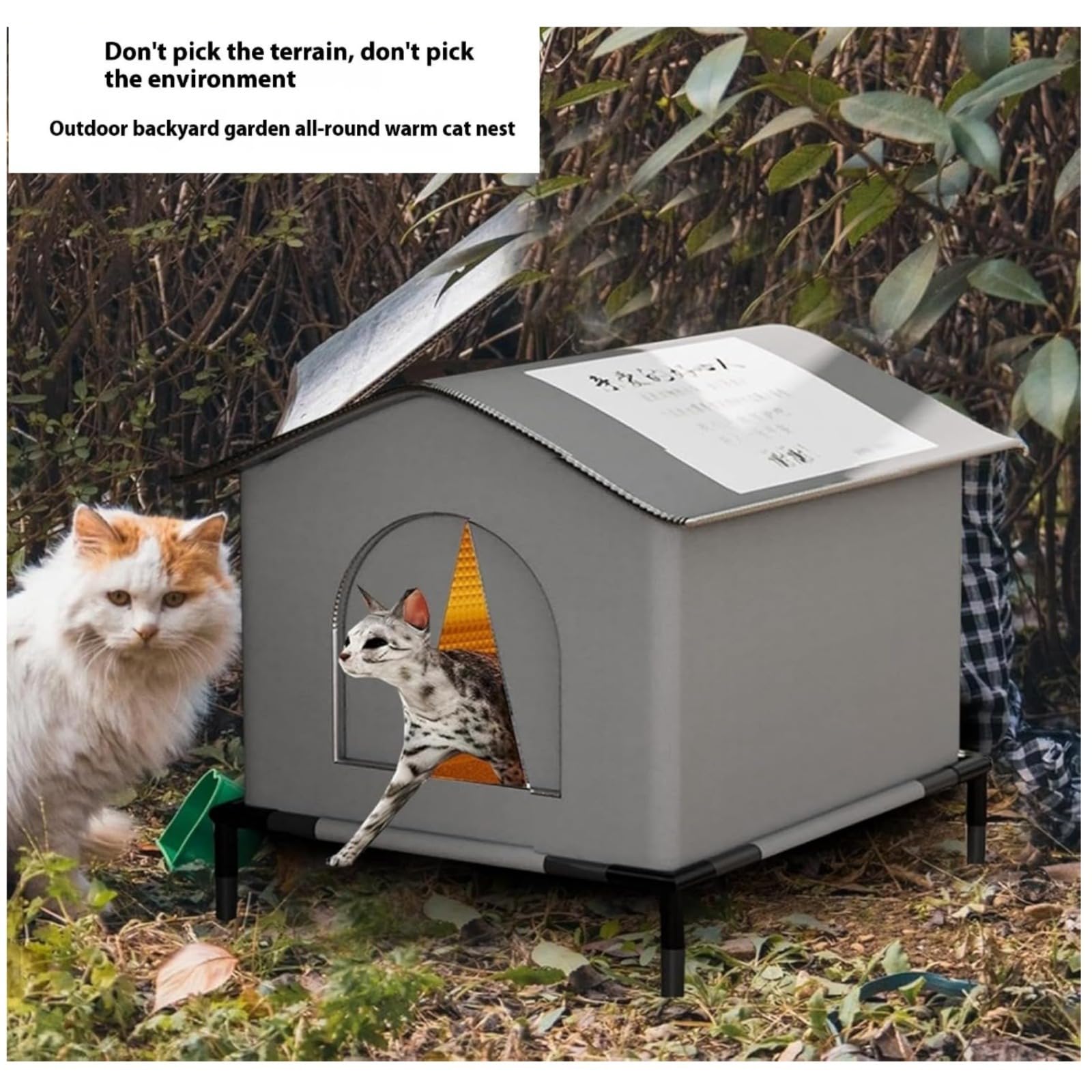 QLS Kattenhuis kattenhok kattenmand voor buiten wintervast geïsoleerd