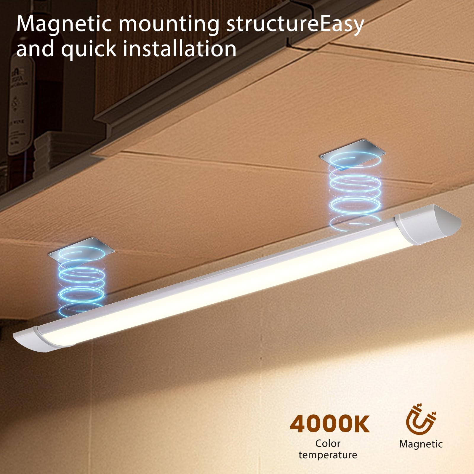 Aigostar Luz LED Armario Cocina 90cm, Luz Súper Brillante 3750 lm, Blanco Natural 4000K, Ancho 7,5cm, Apta Para Cocinas, Armario, Baños y Dormitorios, Modelo Enchufable, 3 Unidade