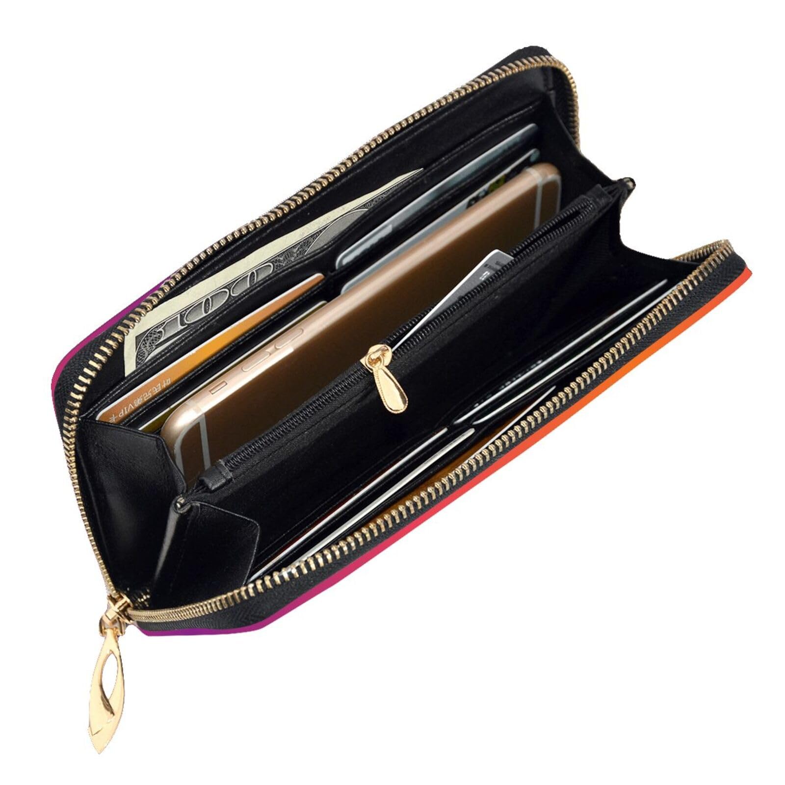 Cartera larga de piel con cremallera y patrón Roboflux, Cartera