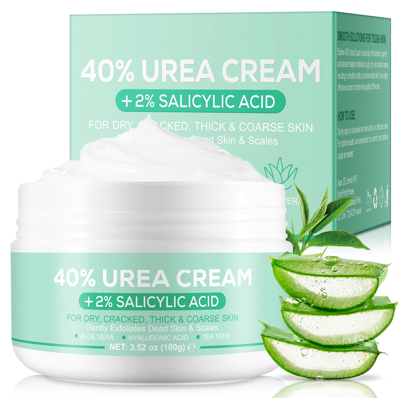 Urea Cream 40 percent for feet maximum strength-Urea Foot Cream 40% for Dry Cracked Heels, Knees, Elbows - With 2% Salicylic Acid, Hydrating Repair Treatment,Deep Moisturizes,3.52 oz