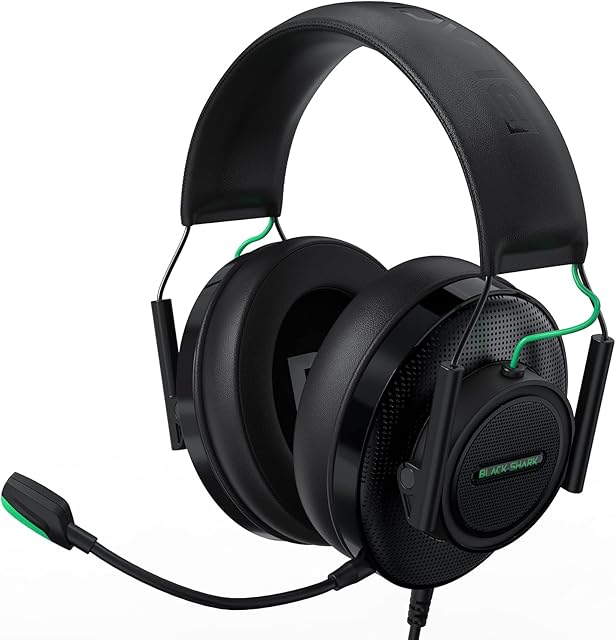 Black Shark Gaming Headset, Open Acoustic Gaming Headphones for PC, PS4, PS5, Xbox, Switch, 295G Ultra-lightweight Headset with Microphone, Noise-Canceling Cardioid Mic, Stereo Surround 50mm Drivers