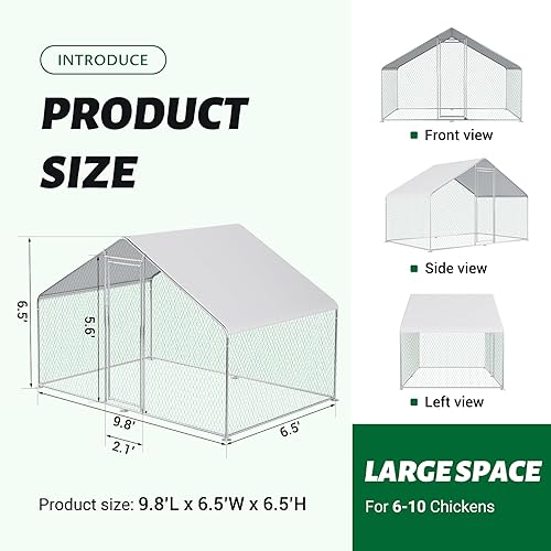 Miniatura 3 de CHICKENPEN Gallinero grande de metal para aves de corral, corral para conejos, casa de hábitat, gallinero en forma de espira con cubierta