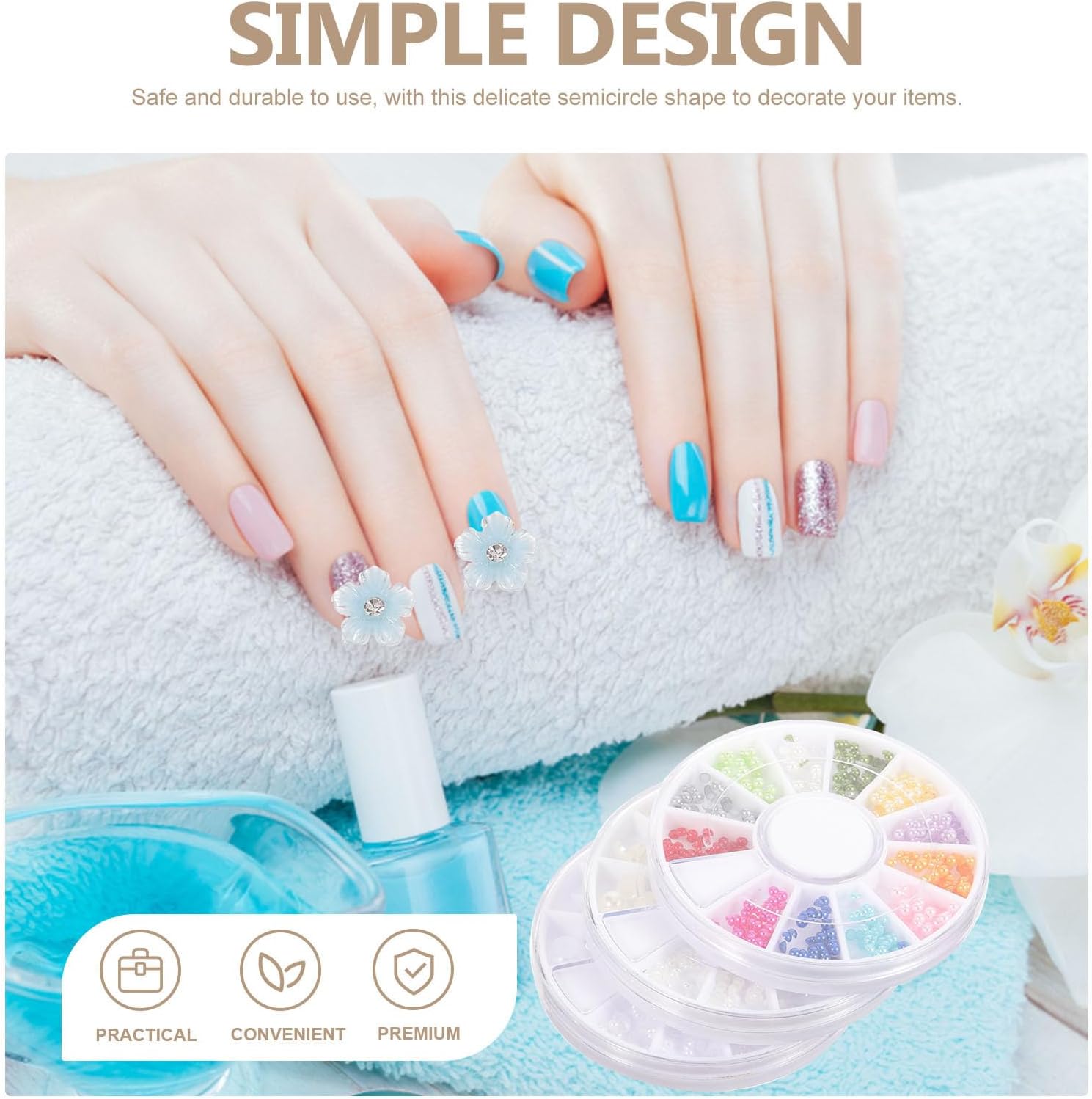 3 Boxes Simulated Craft Pearls Nail Accessory for DIY Projects