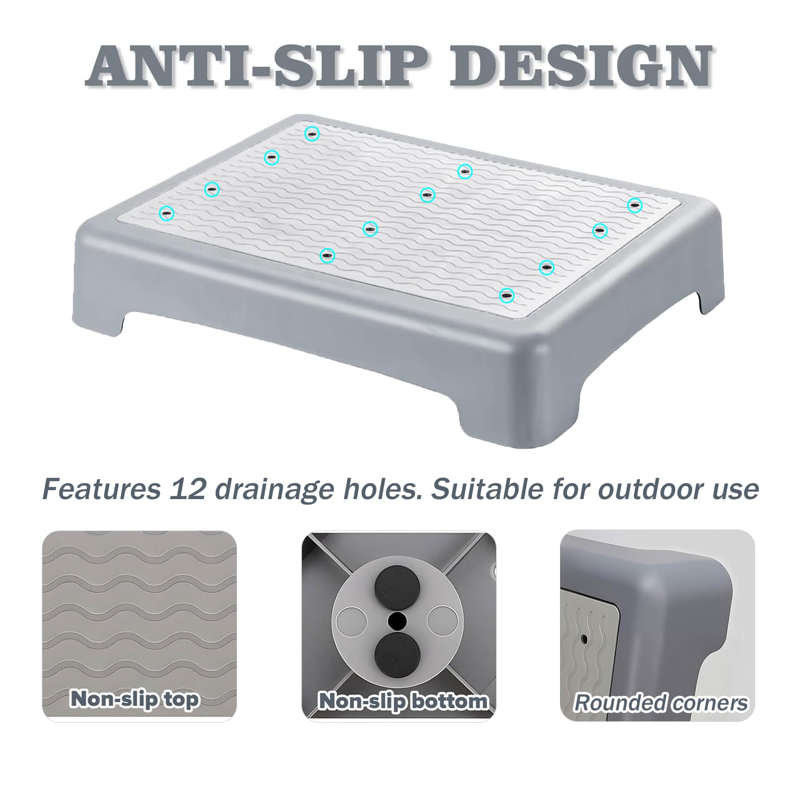 Pedana antiscivolo da 9 cm, camminata piede anziana | Passeggiata Doccia Piede per Doccia, Vasca da bagno, Auto, Interno ed Esterno, Capacità di Carico: 220 Kg