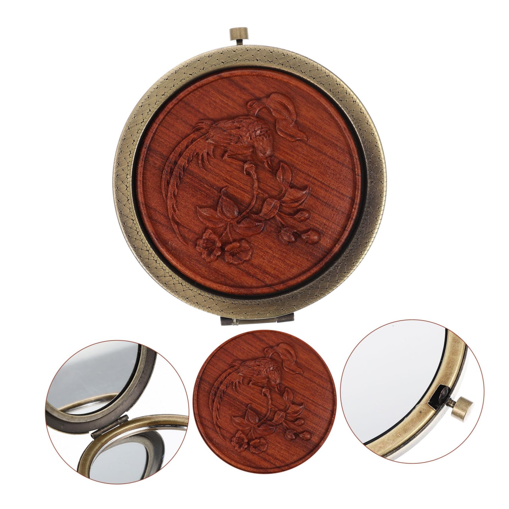 FOMIYES 4-teiliger Doppelseitiger Kosmetikspiegel Klappspiegel Für Damen Tragbarer Schminkspiegel Metallspiegel Reisespiegel Für Mädchen Elegantes Retro-Design Für Besondere Tage