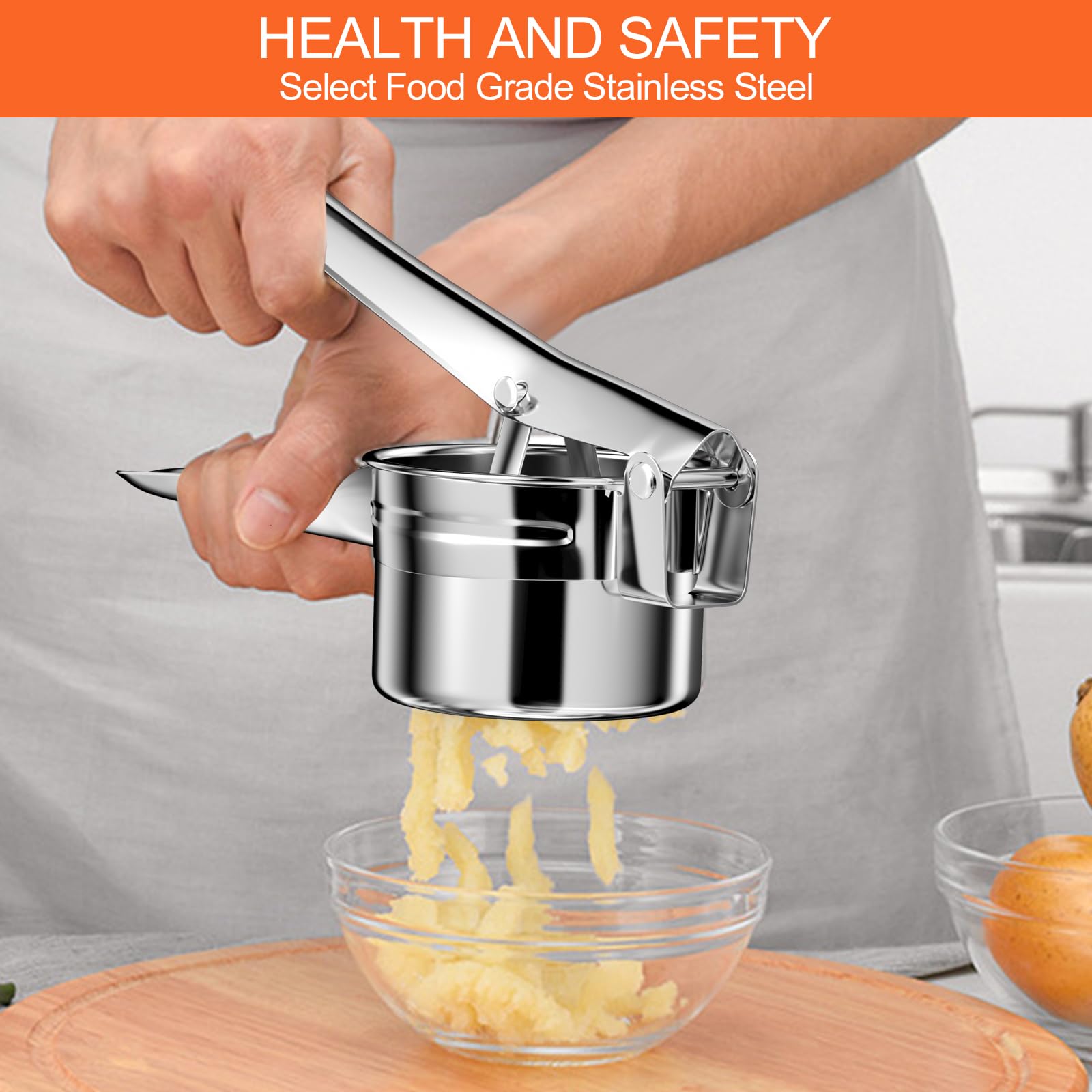 Brevanza Smasher, Pasta Fresca Prensa Colador, Acero Inoxidable Corta Pure de Patatas Machacador, Aplastador Chafador Máquina Potato Masher Molde de Puré de Verduras Cocidas Pasapurés