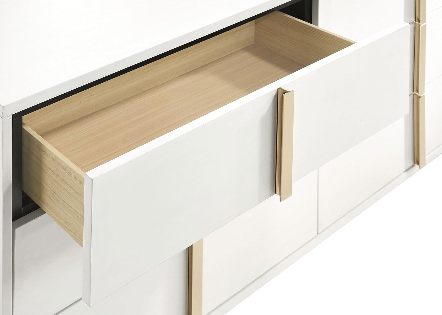 White and Gold Queen Bedroom Set with LED Headboard