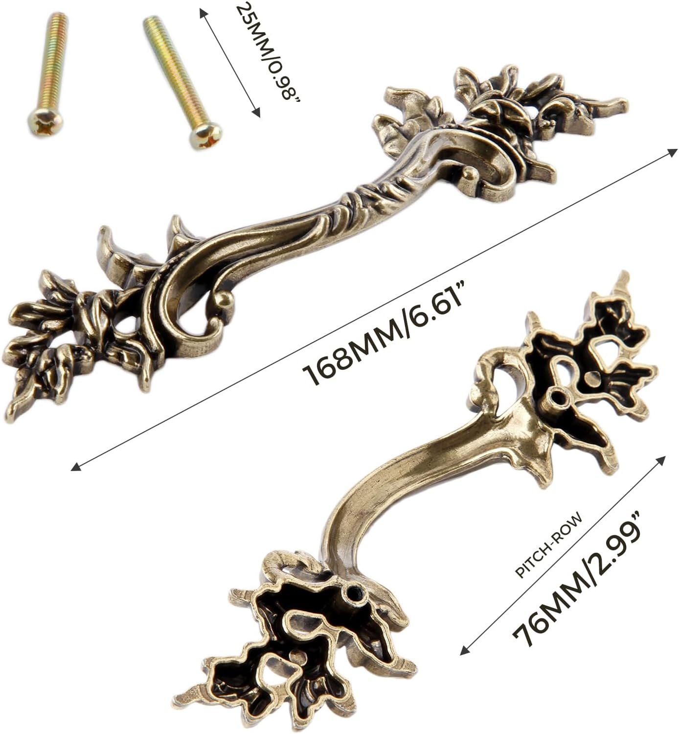 Mgoodoo 5PCS 6.6" Antique Bronze Drawer Handle, French Provincial Dresser Pull Euro Style Closet Knob for Nightstand Door Cabinet Cupboard Furniture Kitchen Bathroom Bedroom
