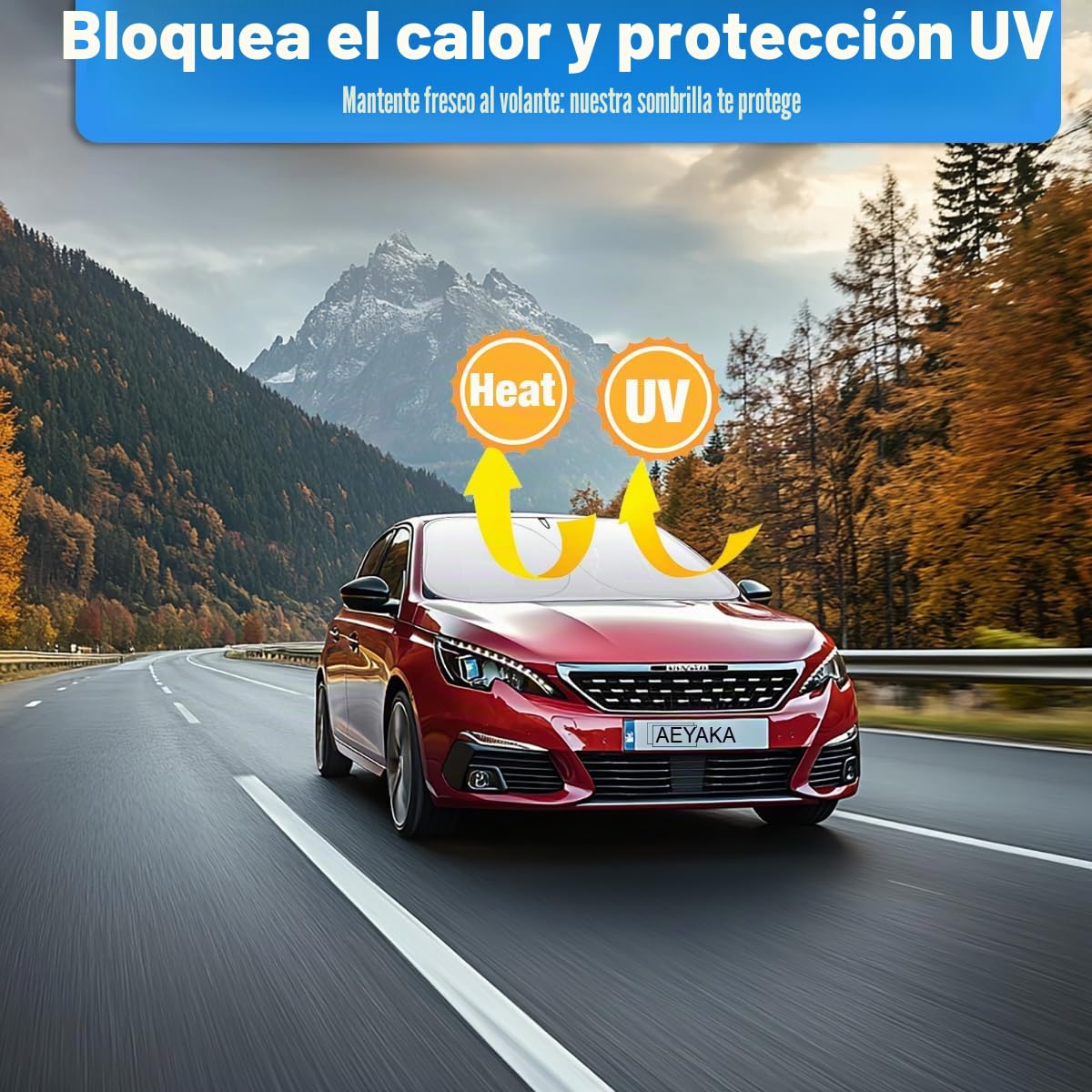 Parasol para Parabrisas de Coche, Plegable Parasol Coche, Protección UV y contra el Calor, Reflectante, Protección del Interior, para Ciudadano, Compacto, Hatchback