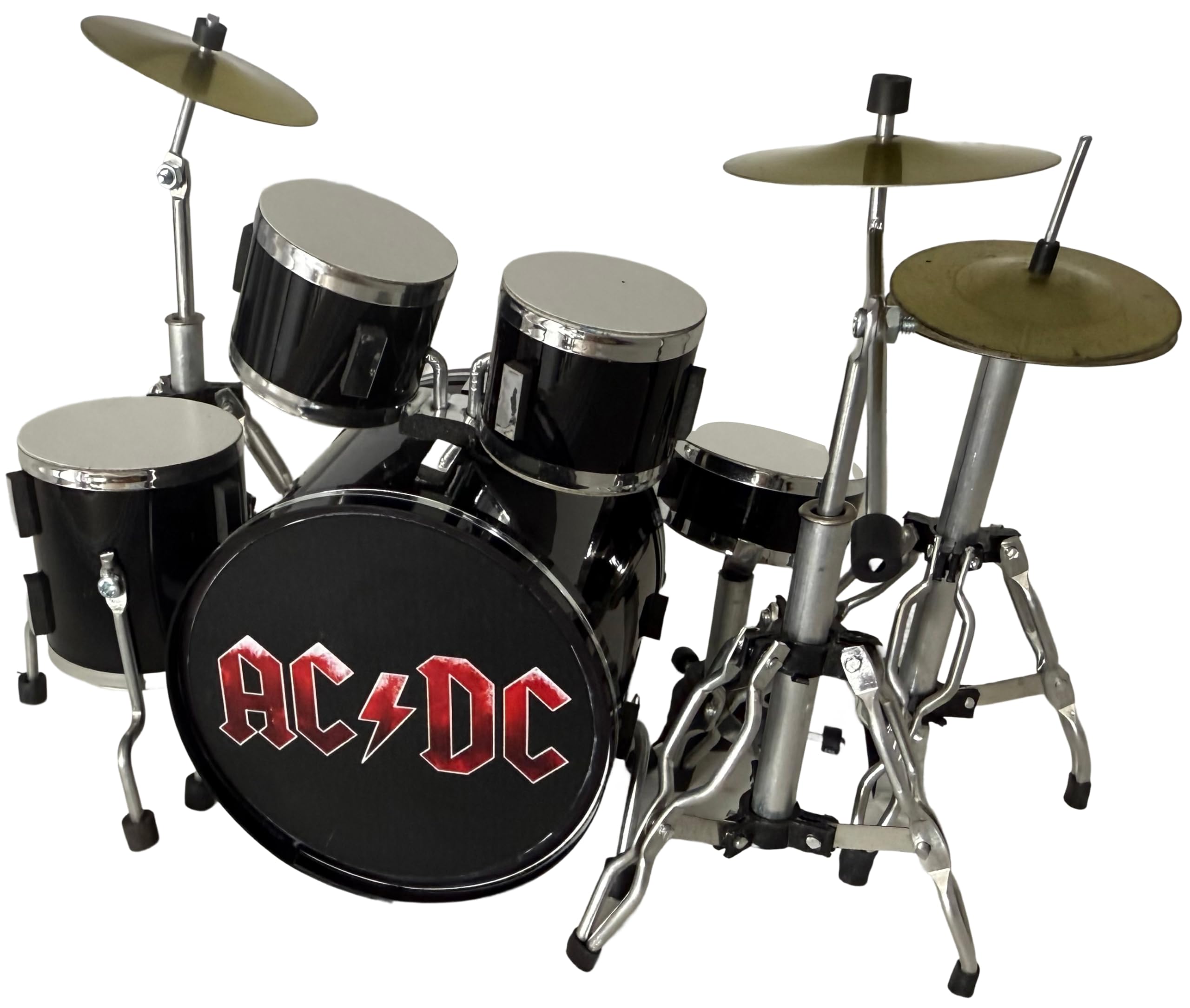 ROCKSTAR - Miniatura Batería Acústica Negra BMD020 con Bombo Removible – Réplica Profesional a Escala 20 cm – Set Completo con Platos, Soportes y Asiento – Artículo de Coleccionista Hecho a Mano