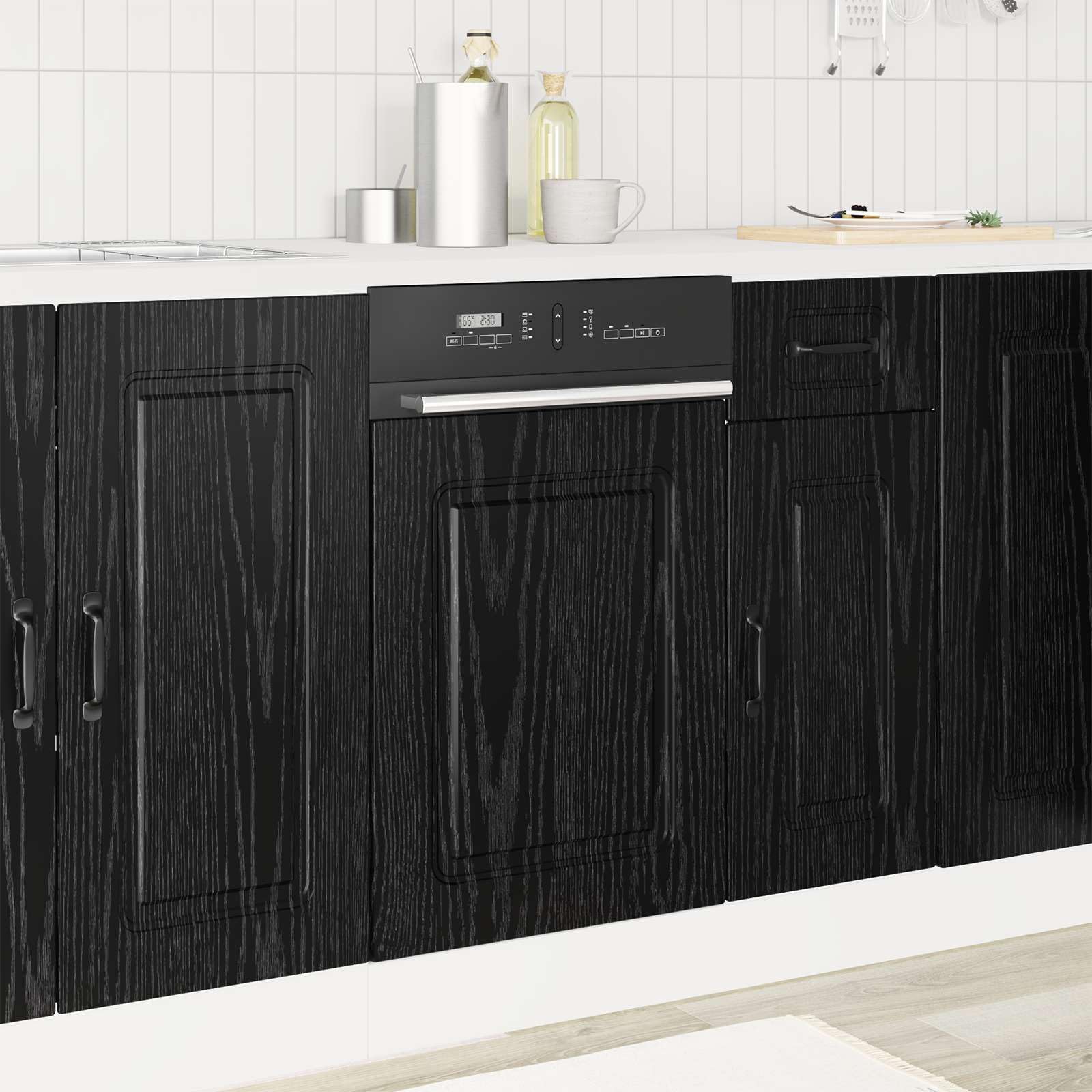 Lavastoviglie Kalmar nero effetto rovere