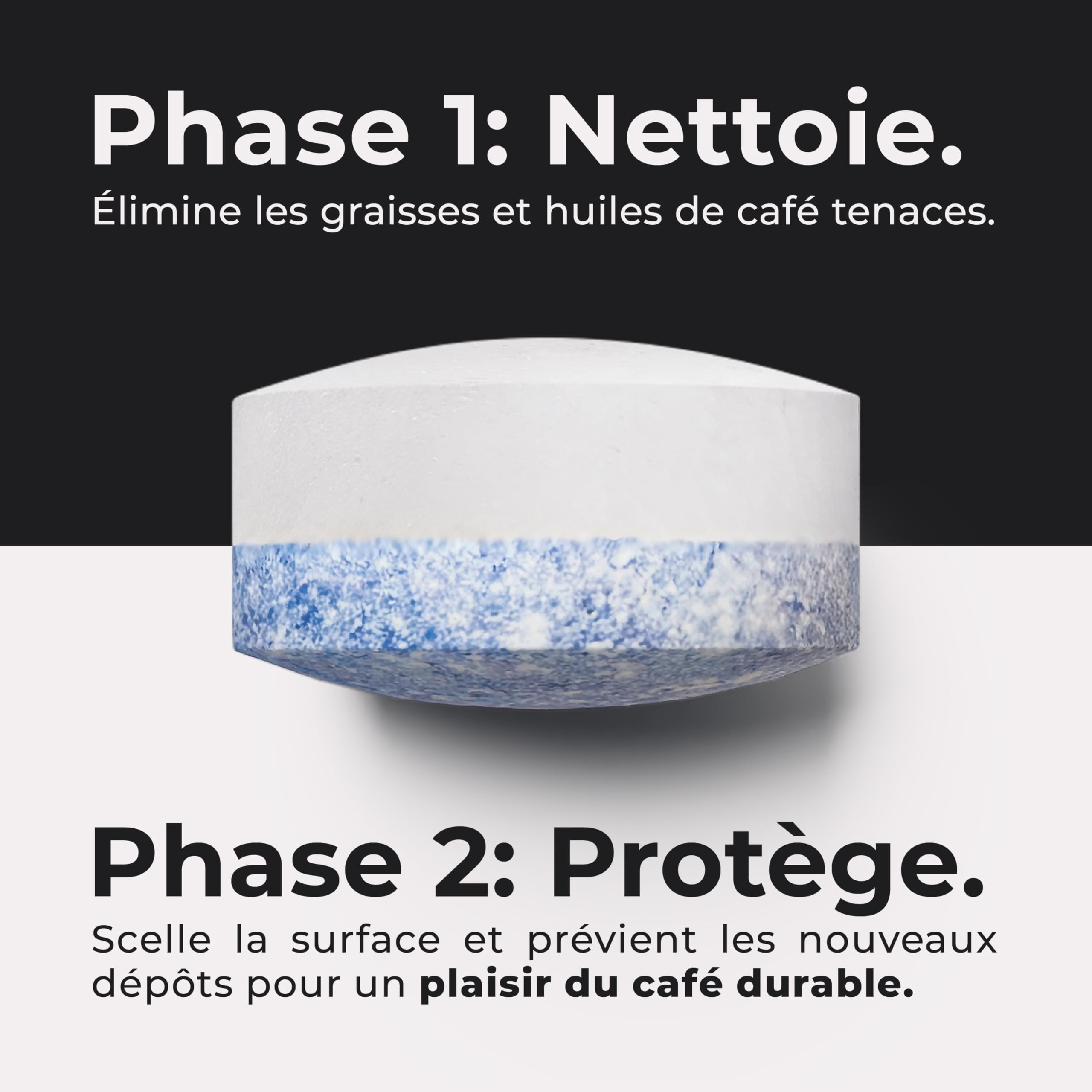 2-Phases Pastille nettoyage machine a cafe (40 unités) – nettoyage compatibles avec Jura, Tassimo, Phillips, etc. – détartrant pour un nettoyage et un entretien optimaux