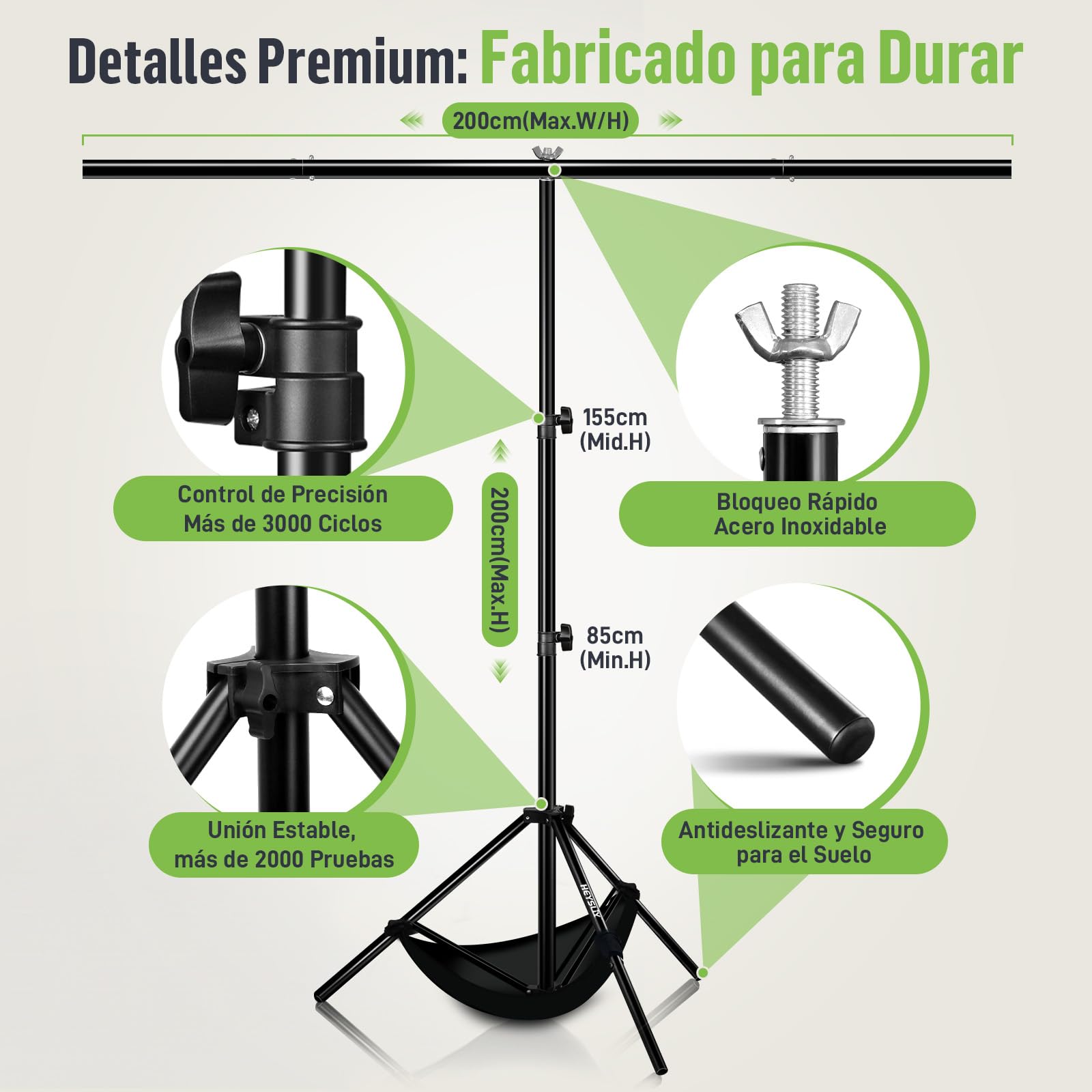 Telón de Fondo de Pantalla Verde con Kit de Soporte para Video, Zoom, 6.5 x 6.5 pies, Kit de Pantalla Verde Chromakey portátil con Soporte para transmisión, Juegos