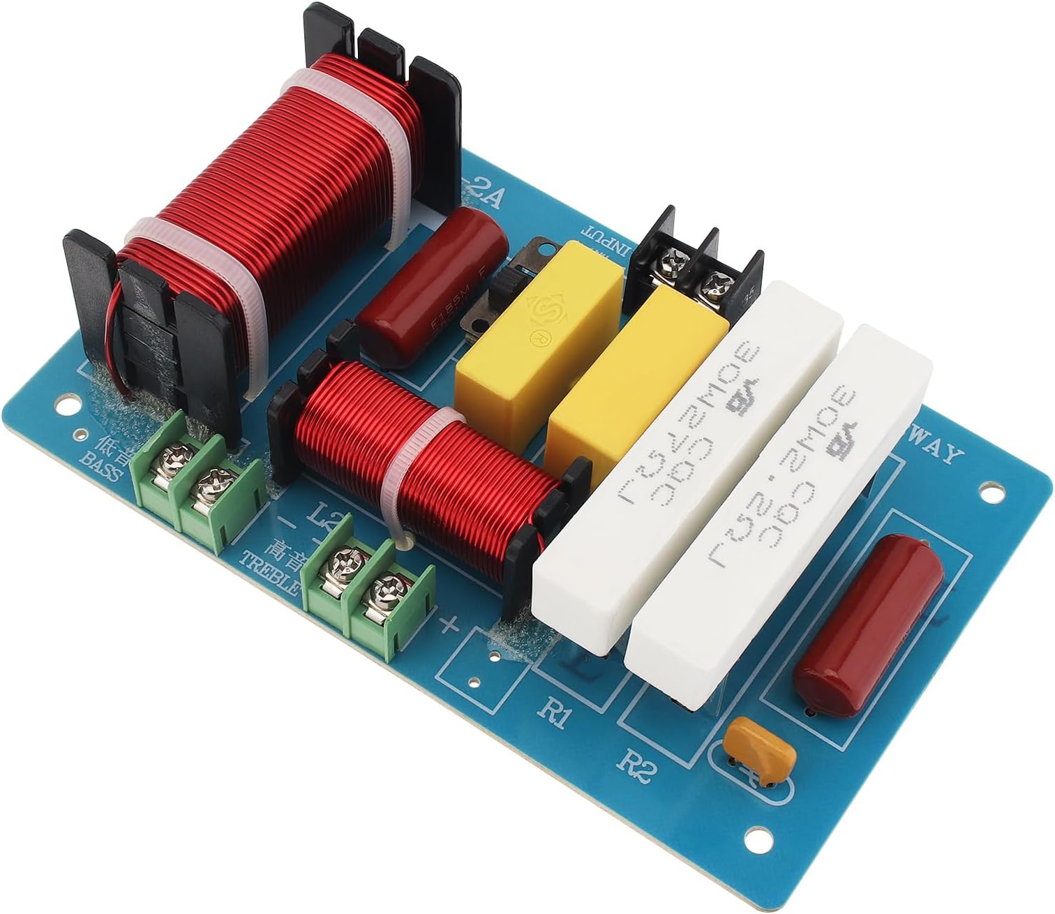 2 Way Crossover for Speaker, 450W 4-8 Ohm, 2 Way High-Low Frequency Divider, HiFi Speaker Crossover
