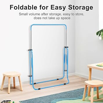 Gymnastics Bars, Junior Training Kip Bar Folding Gymnastics Equipment,Adjustable Height Horizontal Bar for kids ages 6-12 Girls for Home Gym Indoor Garden Outdoor