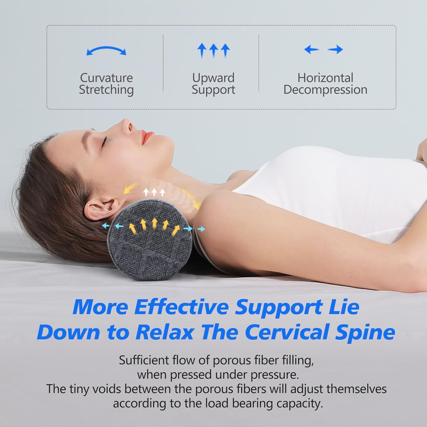 Cozyhealth Cervical Roll Pillow, Medium Soft Memory Foam Neck Round Pillow Cylinder Bolster Pillow for Sleeping, Round Neck Support for Bed, Legs, Back and Yoga (Grey, Large - 4.7" H) - Image 6