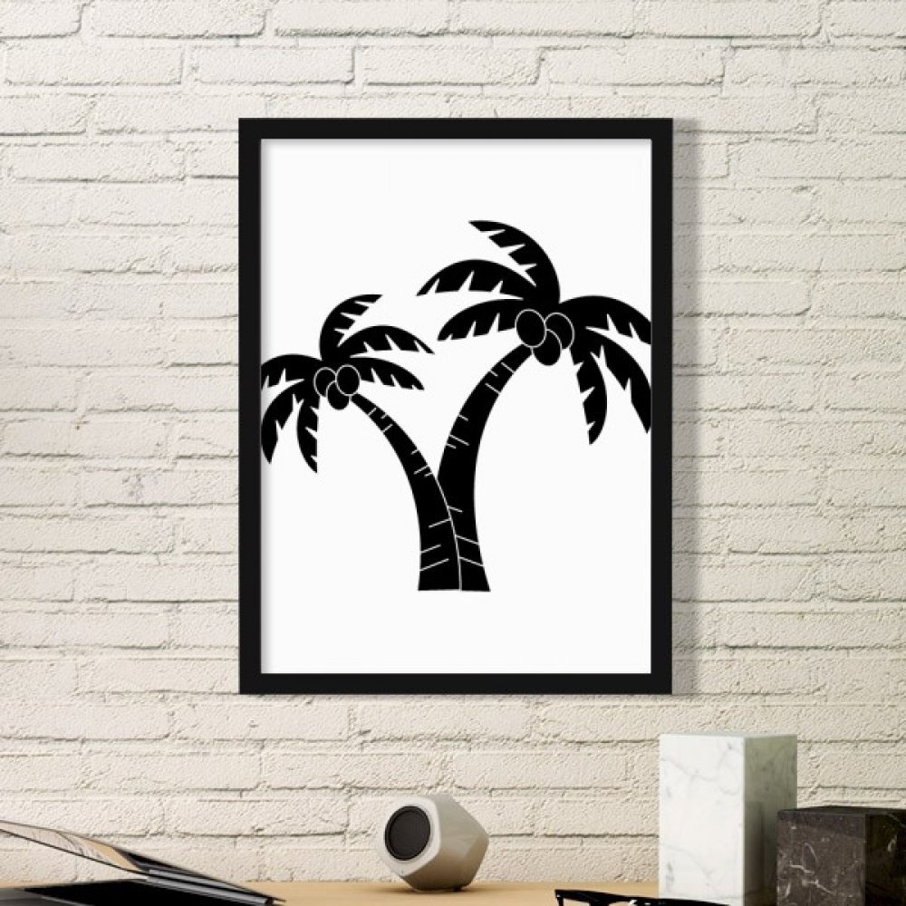 Cadre photo en bois noir décoration plage et peinture de cocotier