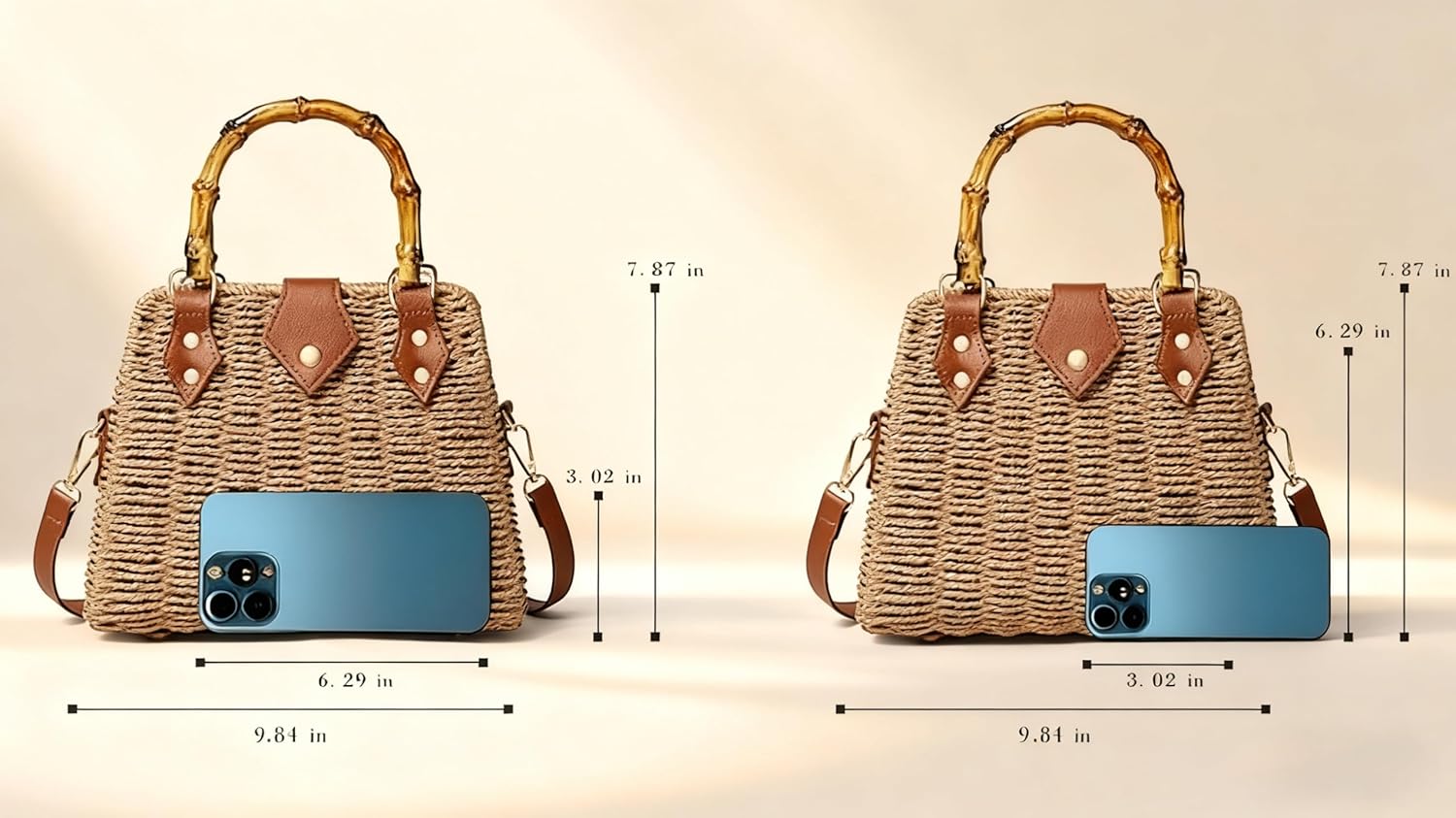 ZIDE Straw Crossbody for Women Woven Summer Beach Handmade Wicker Rattan Bamboo Joint Bag Boho Satchel for summer Holiday - Image 5
