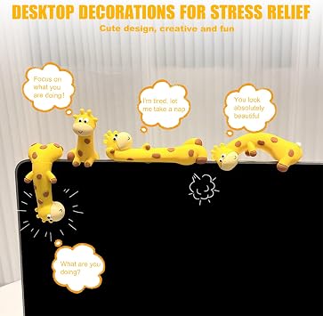 4PCS Mini Resin Giraffe Figurines Set, Adorable Desk Decorations and Cute Desk Accessories for Office Desk, Computer Monitor, Car Dashboard, Shelf, Indoor Festival Decor, Collectible Animal Ornaments