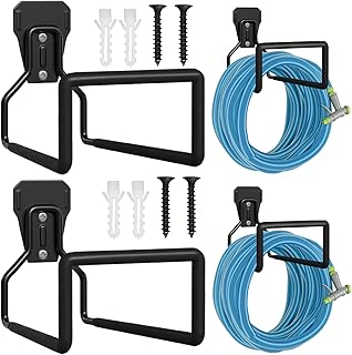 Garden Hose Holder - 2 Packs Wall Mount Water Hose Hook Hanger, Heavy Duty Hose Hanger for Outside Yard, Durable Outdoor Hose Reel and Hose Hook, Hose Rack for Flexable Hose (Black)